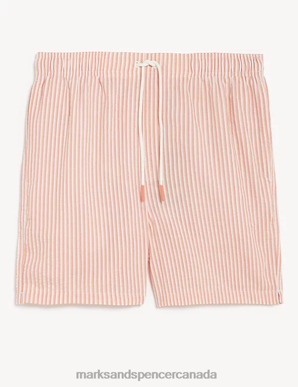 Men Medium Coral Clothing Marks & Spencer Quick Dry Striped Seersucker Swim Shorts 20VTD5501 - Marks and Spencer online