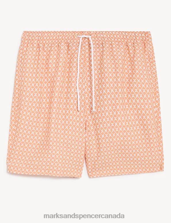 Marks and Spencer near me - Men Peach Clothing Marks & Spencer Quick Dry Geometric Print Swim Shorts 20VTD5876
