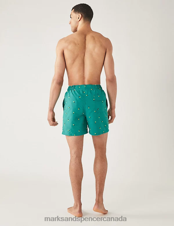 Men Seafoam Clothing Marks & Spencer Quick Dry Embroidered Swim Shorts 20VTD5957 - Marks and Spencer Canada locations