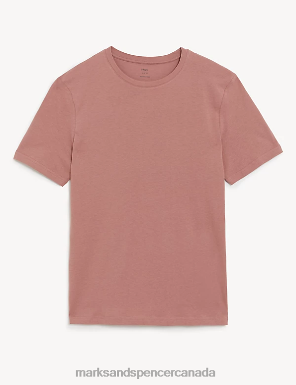 Men Antique Rose Clothing Marks & Spencer Slim Fit Pure Cotton Crew Neck T-Shirt 20VTD5159 - Marks and Spencer online