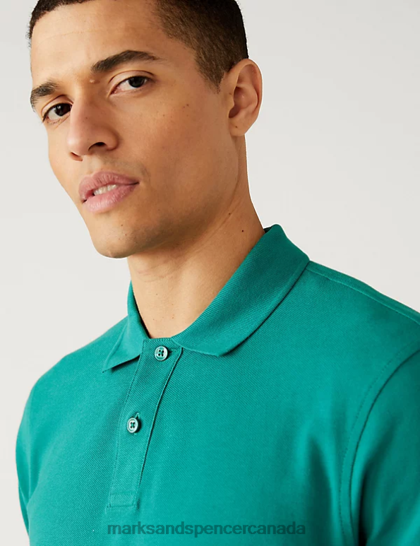Marks and Spencer near me - Men Aqua Clothing Marks & Spencer Pure Cotton Pique Polo Shirt 20VTD208