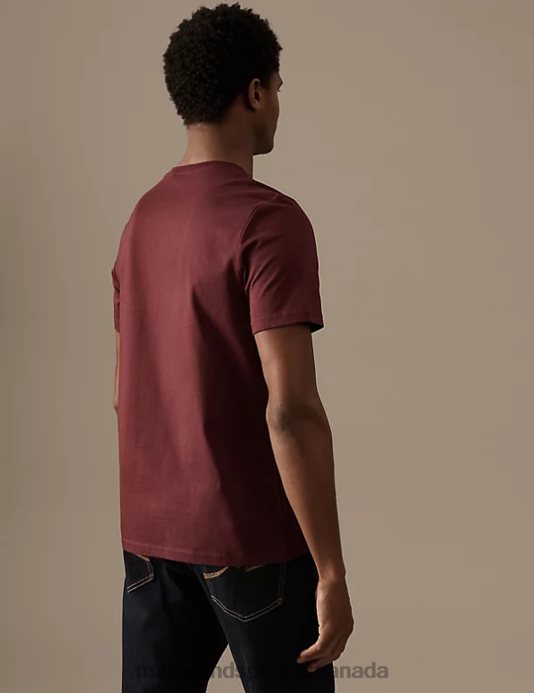 Men Berry Clothing Marks & Spencer Pure Cotton Graphic T-Shirt 20VTD6834 - Marks and Spencer outlet