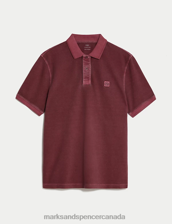 Marks and Spencer near me - Men Berry Clothing Marks & Spencer Pure Cotton Polo Shirt 20VTD7215