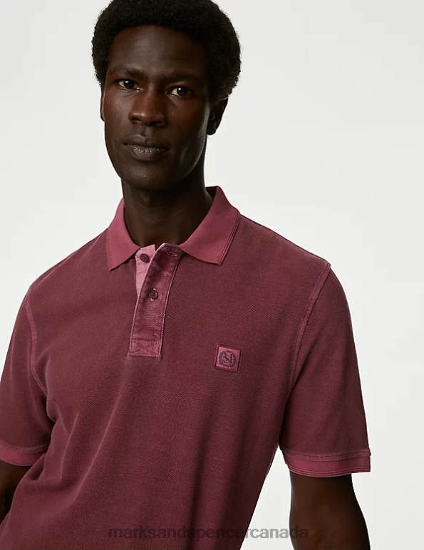 Marks and Spencer near me - Men Berry Clothing Marks & Spencer Pure Cotton Polo Shirt 20VTD7215