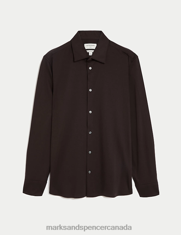 Marks and Spencer sale - Men Bitter Chocolate Clothing Marks & Spencer Slim Fit Jersey Cotton Shirt 20VTD6726