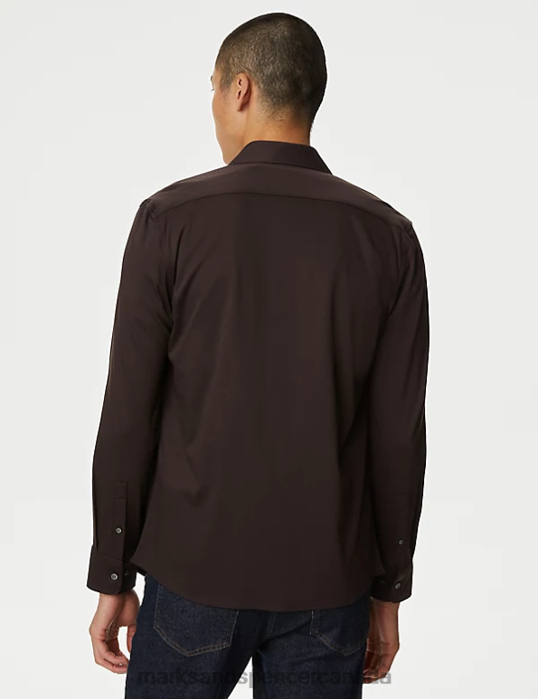 Marks and Spencer sale - Men Bitter Chocolate Clothing Marks & Spencer Slim Fit Jersey Cotton Shirt 20VTD6726