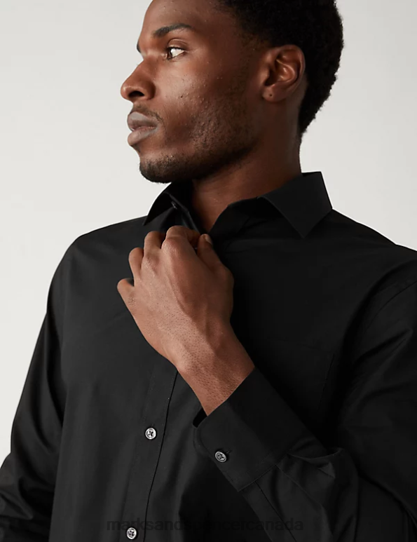 Men Black Clothing Marks & Spencer 3pk Regular Fit Long Sleeve Shirts 20VTD6563 - Marks and Spencer Canada locations