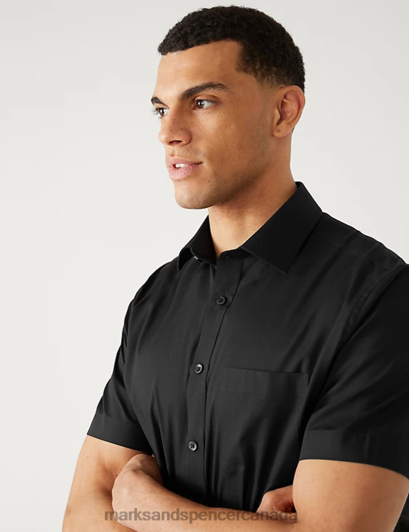 Marks and Spencer sale - Men Black Clothing Marks & Spencer 3pk Regular Fit Short Sleeve Shirts 20VTD6609