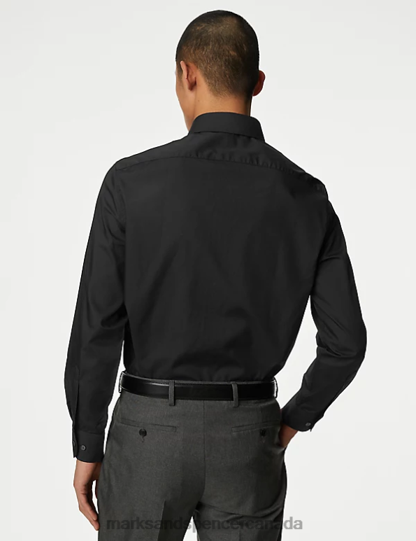 Men Black Clothing Marks & Spencer 3pk Tailored Fit Long Sleeve Shirts 20VTD5941 - Marks and Spencer Canada locations