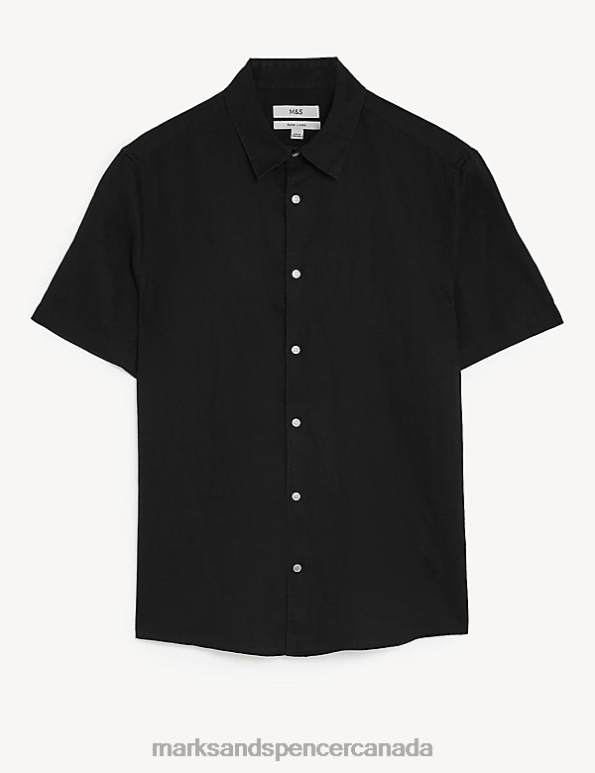 Marks and Spencer Canada - Men Black Clothing Marks & Spencer Easy Iron Pure Linen Shirt 20VTD4950