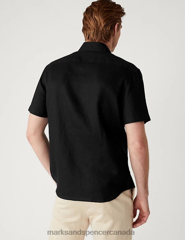 Marks and Spencer Canada - Men Black Clothing Marks & Spencer Easy Iron Pure Linen Shirt 20VTD4950