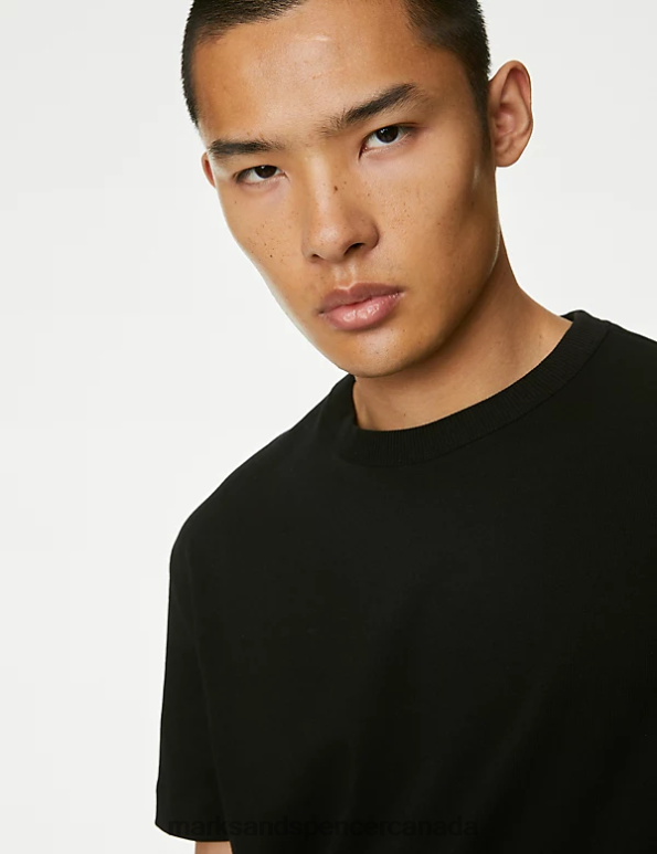 Men Black Clothing Marks & Spencer Oversized Pure Cotton T-Shirt 20VTD6191 - Marks and Spencer Canada locations