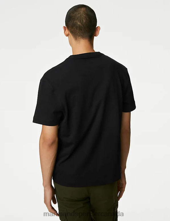Men Black Clothing Marks & Spencer Oversized Pure Cotton T-Shirt 20VTD6191 - Marks and Spencer Canada locations