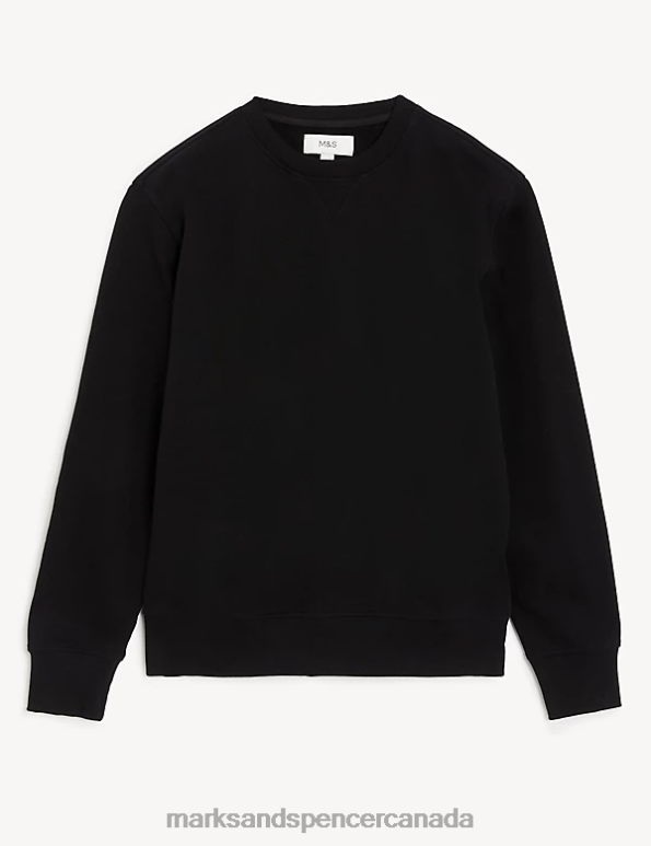 Marks and Spencer near me - Men Black Clothing Marks & Spencer Pure Cotton Crew Neck Sweatshirt 20VTD6880