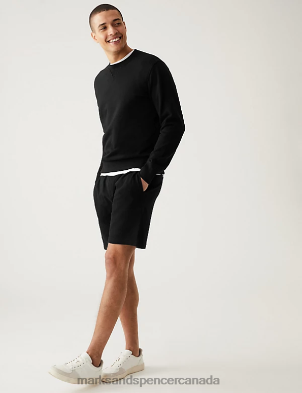 Marks and Spencer near me - Men Black Clothing Marks & Spencer Pure Cotton Crew Neck Sweatshirt 20VTD6880