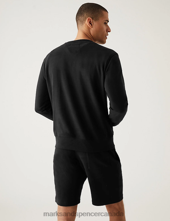 Marks and Spencer near me - Men Black Clothing Marks & Spencer Pure Cotton Crew Neck Sweatshirt 20VTD6880