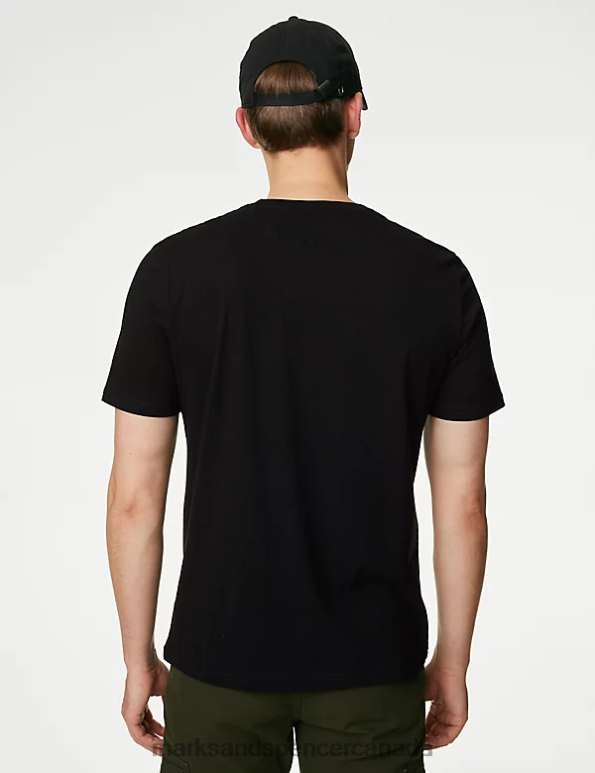 Men Black Clothing Marks & Spencer Pure Cotton Crew Neck T-Shirt 20VTD145 - Marks and Spencer Canada locations