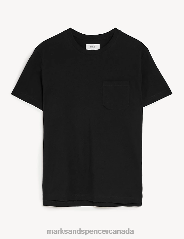 Marks and Spencer sale - Men Black Clothing Marks & Spencer Pure Cotton Heavyweight T-Shirt 20VTD5356