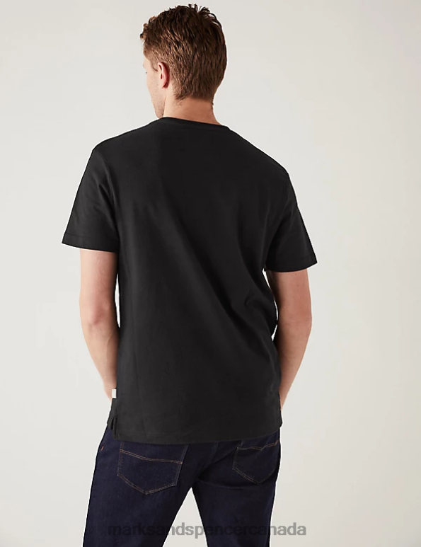 Marks and Spencer sale - Men Black Clothing Marks & Spencer Pure Cotton Heavyweight T-Shirt 20VTD5356