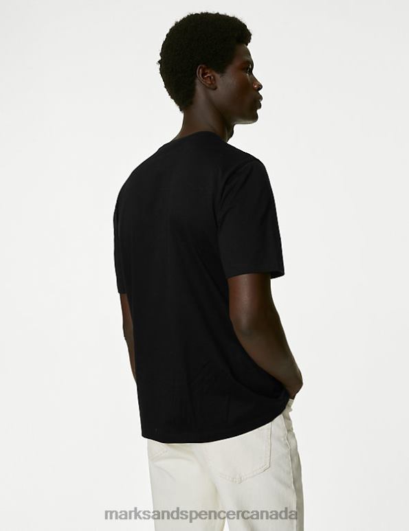 Marks and Spencer near me - Men Black Clothing Marks & Spencer Pure Supima Cotton T-shirt 20VTD5921
