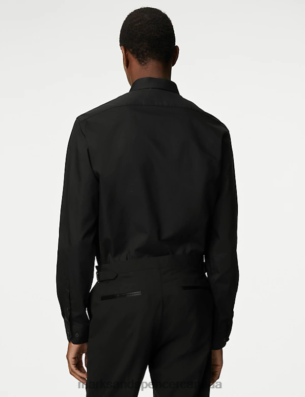 Marks and Spencer sale - Men Black Clothing Marks & Spencer Regular Fit Easy Iron Pure Cotton Shirt 20VTD7337