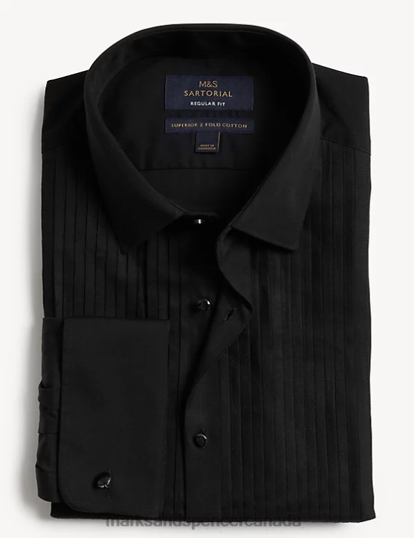 Marks and Spencer near me - Men Black Clothing Marks & Spencer Regular Fit Pure Cotton Dinner Shirt 20VTD6570
