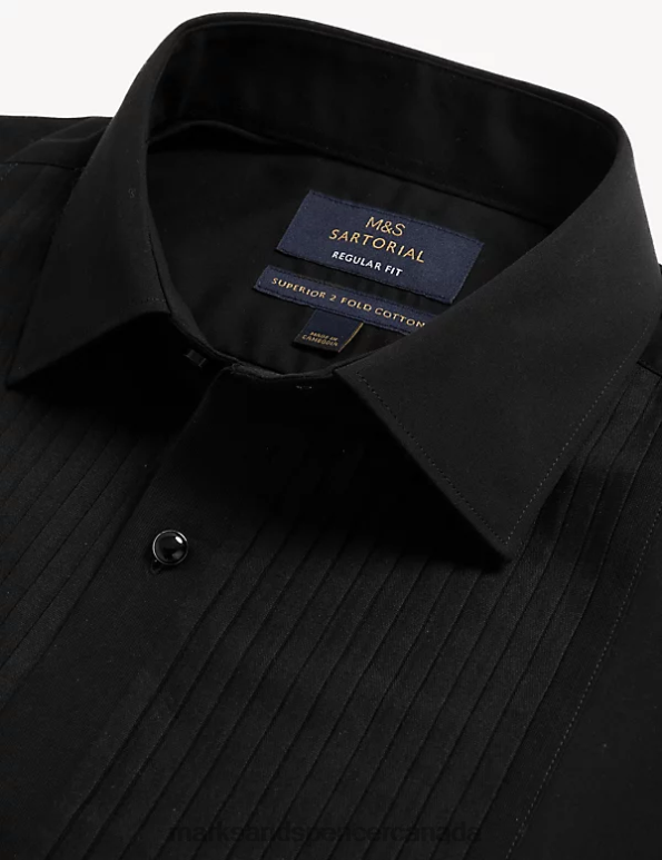 Marks and Spencer near me - Men Black Clothing Marks & Spencer Regular Fit Pure Cotton Dinner Shirt 20VTD6570