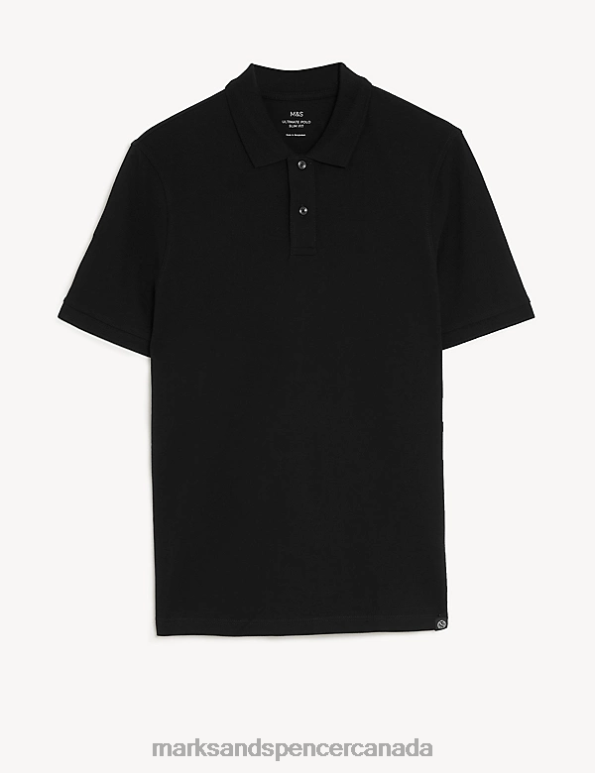 Marks and Spencer sale - Men Black Clothing Marks & Spencer Slim Fit Pure Cotton Pique Polo Shirt 20VTD6758