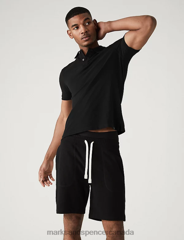 Marks and Spencer sale - Men Black Clothing Marks & Spencer Slim Fit Pure Cotton Pique Polo Shirt 20VTD6758