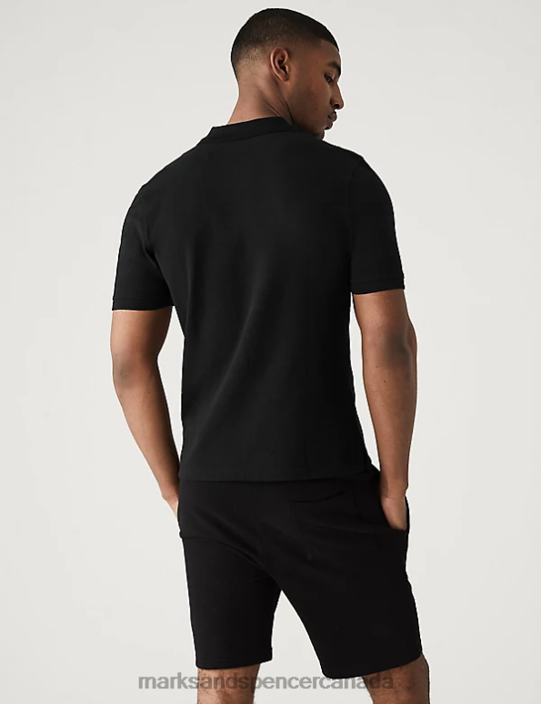 Marks and Spencer sale - Men Black Clothing Marks & Spencer Slim Fit Pure Cotton Pique Polo Shirt 20VTD6758