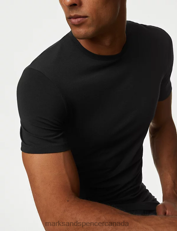 Marks and Spencer near me - Men Black Clothing Marks & Spencer Supima Cotton Blend T-Shirt Vest 20VTD5151