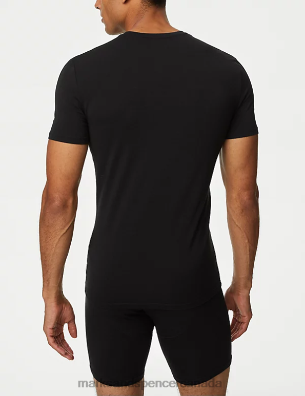 Marks and Spencer near me - Men Black Clothing Marks & Spencer Supima Cotton Blend T-Shirt Vest 20VTD5151