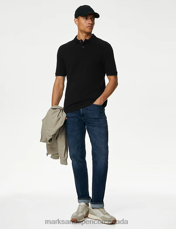 Marks and Spencer near me - Men Black/White Clothing Marks & Spencer 2 Pack Pure Cotton Polo Shirts 20VTD6454