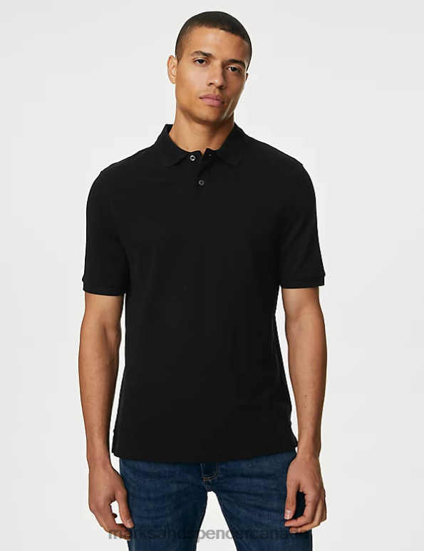Marks and Spencer near me - Men Black/White Clothing Marks & Spencer 2 Pack Pure Cotton Polo Shirts 20VTD6454