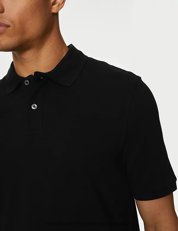 Marks and Spencer near me - Men Black/White Clothing Marks & Spencer 2 Pack Pure Cotton Polo Shirts 20VTD6454