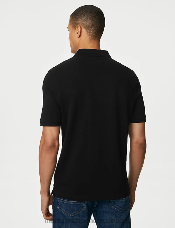 Marks and Spencer near me - Men Black/White Clothing Marks & Spencer 2 Pack Pure Cotton Polo Shirts 20VTD6454