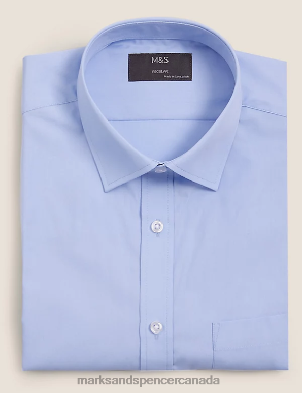 Men Blue Clothing Marks & Spencer 3pk Regular Fit Short Sleeve Shirts 20VTD5109 - Marks and Spencer outlet