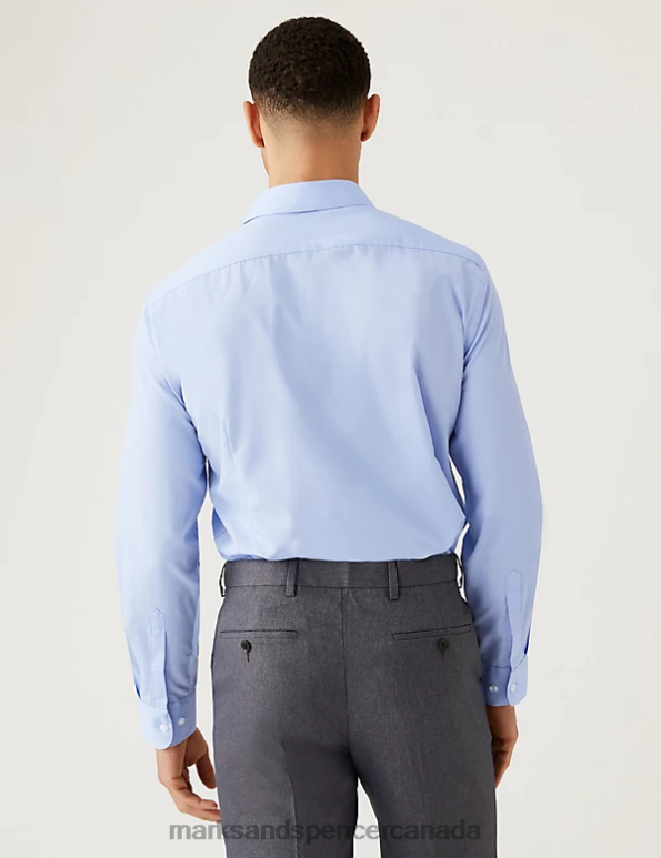 Marks and Spencer Canada - Men Blue Clothing Marks & Spencer 3pk Slim Fit Easy Iron Long Sleeve Shirts 20VTD5111