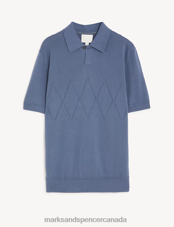 Marks and Spencer near me - Men Blue Clothing Marks & Spencer Lovell Pure Cotton Knitted Polo Shirt 20VTD6295