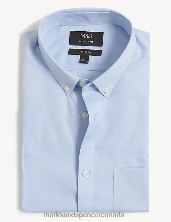 Marks and Spencer near me - Men Blue Clothing Marks & Spencer Regular Fit Non Iron Pure Cotton Oxford Shirt 20VTD5902