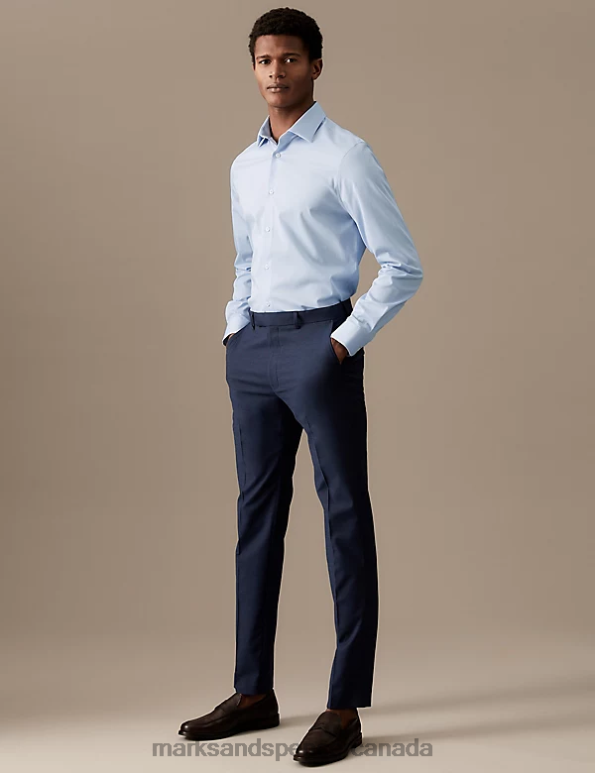 Marks and Spencer sale - Men Blue Clothing Marks & Spencer Slim Fit Easy Iron Cotton Rich Shirt 20VTD6777