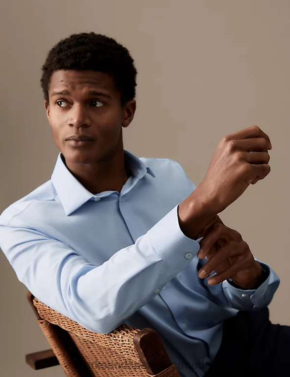 Marks and Spencer sale - Men Blue Clothing Marks & Spencer Slim Fit Easy Iron Cotton Rich Shirt 20VTD6777