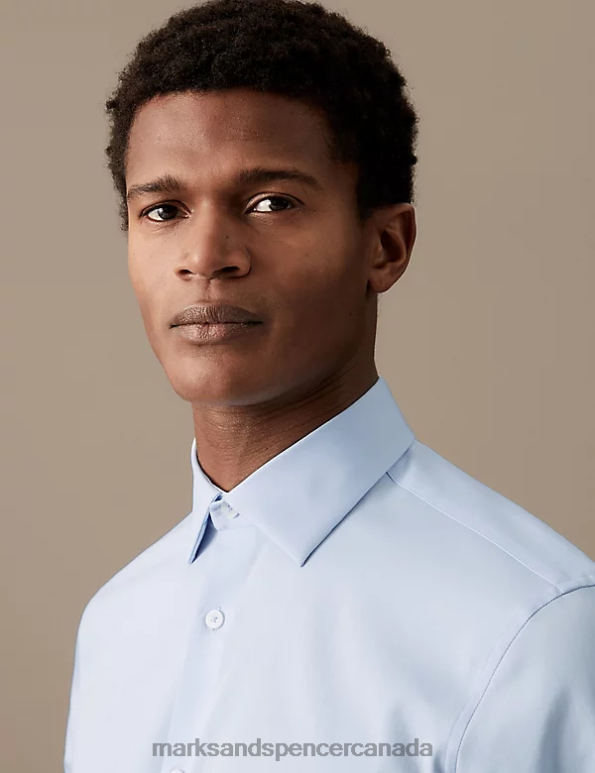 Marks and Spencer sale - Men Blue Clothing Marks & Spencer Slim Fit Easy Iron Cotton Rich Shirt 20VTD6777