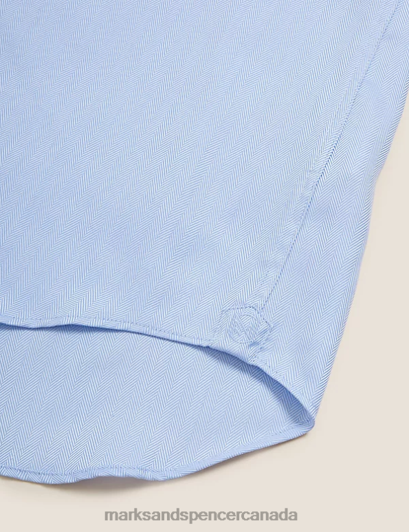 Marks and Spencer sale - Men Blue Clothing Marks & Spencer Slim Fit Easy Iron Herringbone Shirt 20VTD6376