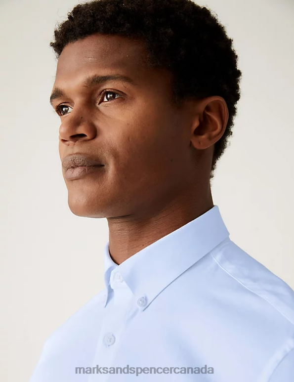Marks and Spencer Canada - Men Blue Clothing Marks & Spencer Slim Fit Ultimate Shirt with Stretch 20VTD5270