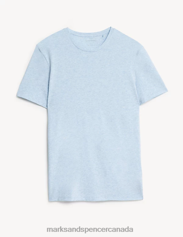 Marks and Spencer Canada - Men Blue Marl Clothing Marks & Spencer Supima Cotton Blend T-Shirt Vest 20VTD5552