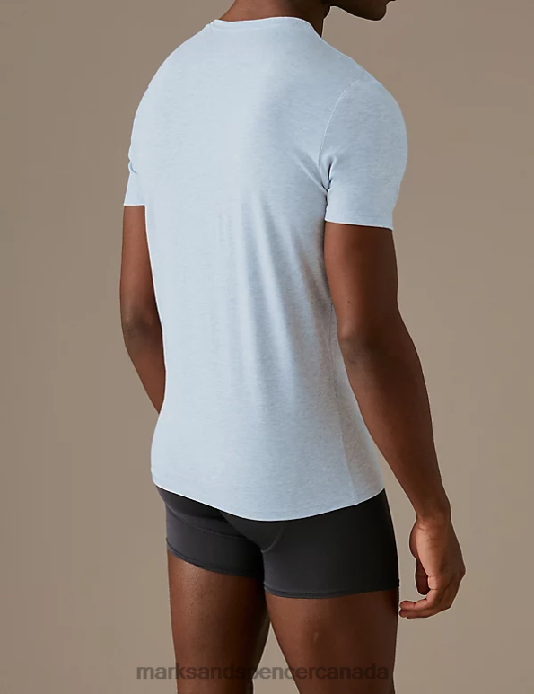 Marks and Spencer Canada - Men Blue Marl Clothing Marks & Spencer Supima Cotton Blend T-Shirt Vest 20VTD5552