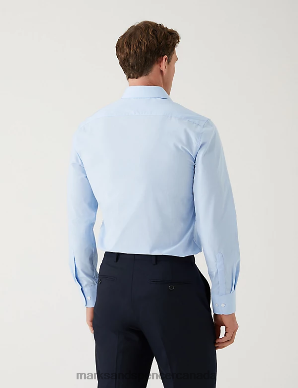Men Blue Mix Clothing Marks & Spencer 3pk Tailored Fit Long Sleeve Shirts 20VTD6941 - Marks and Spencer online