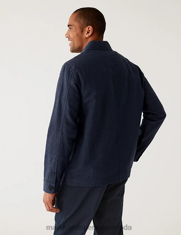 Men Blue Mix Clothing Marks & Spencer Linen Blend Overshirt 20VTD5396 - Marks and Spencer Canada locations