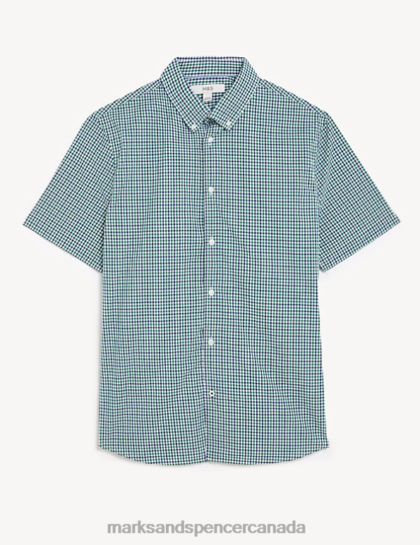 Marks and Spencer sale - Men Blue Mix Clothing Marks & Spencer Pure Cotton Gingham Shirt 20VTD5923
